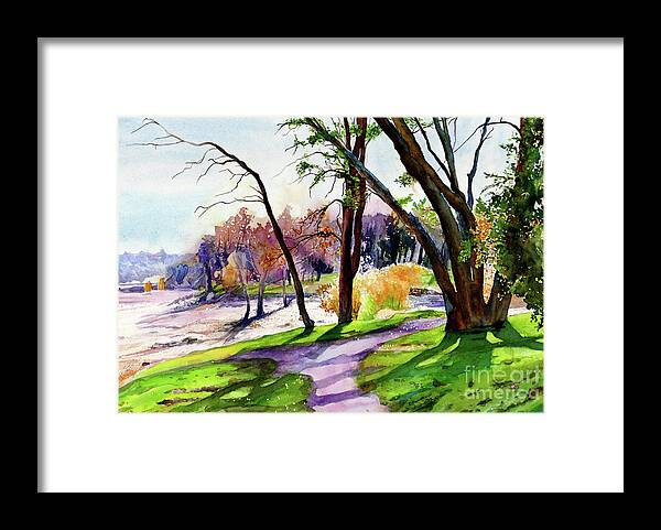Folsom Lake Framed Print featuring the painting #347 Granite Bay Trail #347 by William Lum