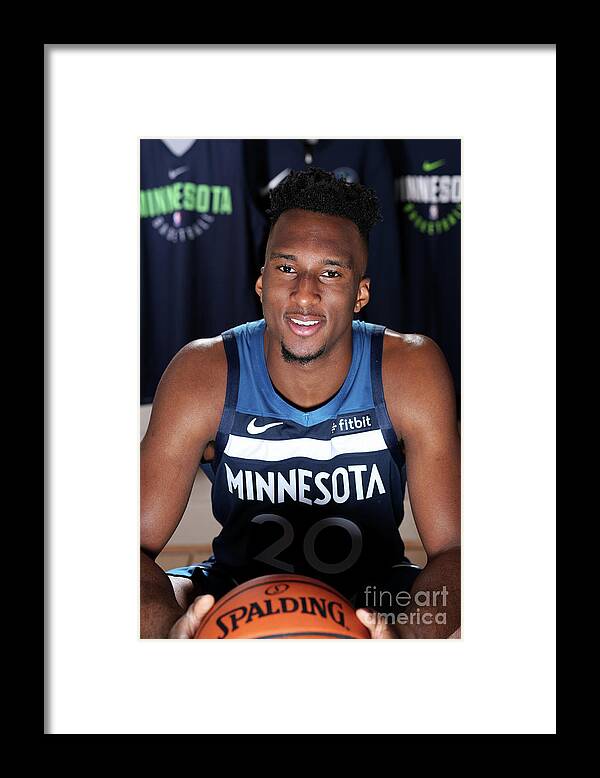 Josh Okogie Framed Print featuring the photograph 2018 Nba Rookie Photo Shoot #35 by Nathaniel S. Butler