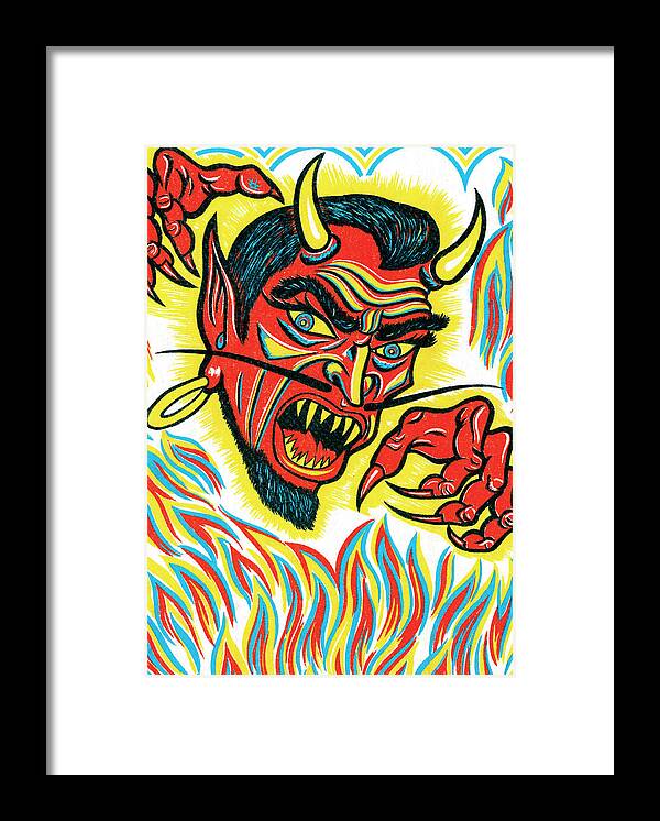 Afraid Framed Print featuring the drawing Devil #35 by CSA Images