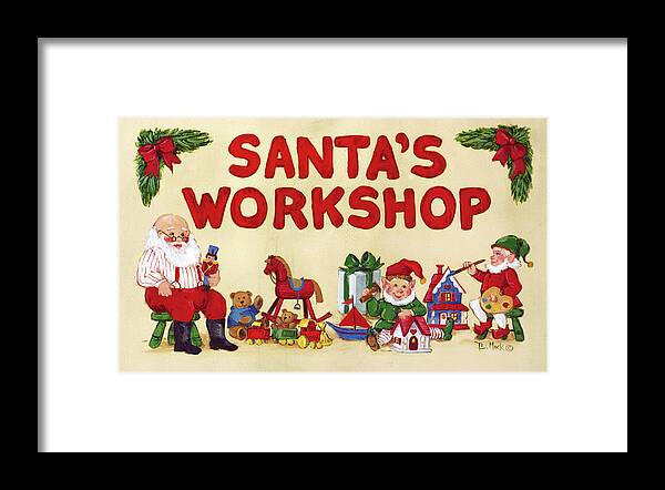 3595 Santa's Workshop Framed Print featuring the painting 3595 Santa's Workshop by Barbara Mock
