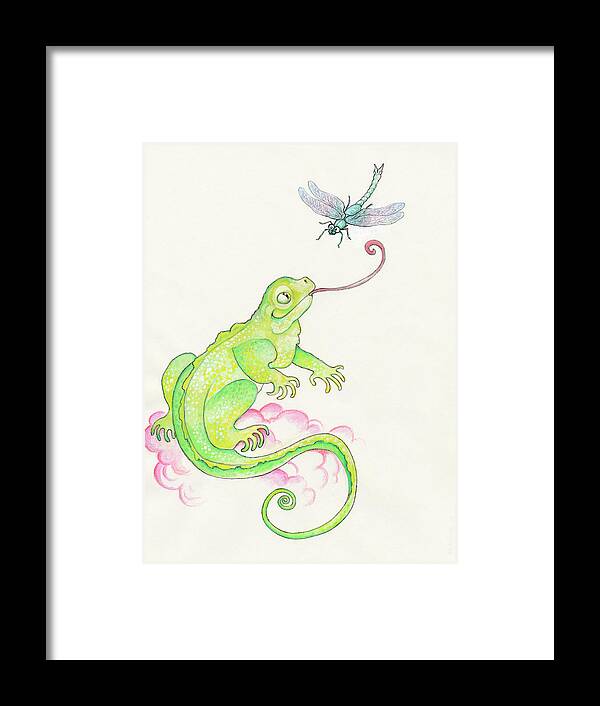 Lizard And Dragon Fly
Animals Framed Print featuring the painting 36a by Bill Bell