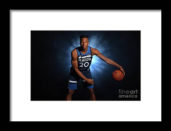 Josh Okogie Framed Print featuring the photograph 2018 Nba Rookie Photo Shoot by Jesse D. Garrabrant