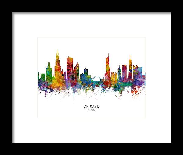 Chicago Framed Print featuring the digital art Chicago Illinois Skyline by Michael Tompsett