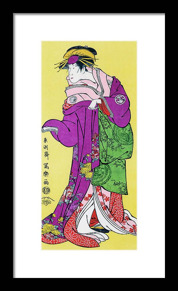 Toshusai Sharaku Framed Print featuring the painting 3rd, Segawa Kikunojo, Keisei katsuragi - Digital Remastered Edition by Toshusai Sharaku