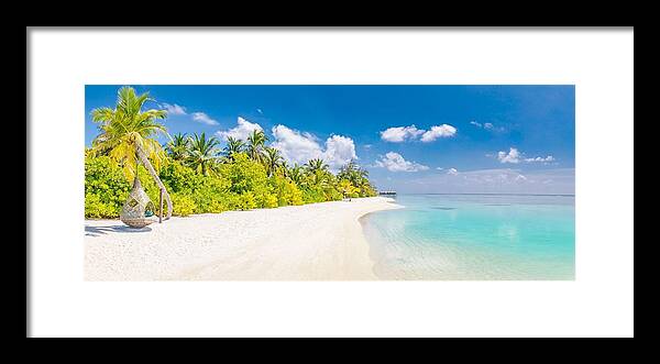 Landscape Framed Print featuring the photograph Amazing Summer Beach Panorama. Exotic #4 by Levente Bodo