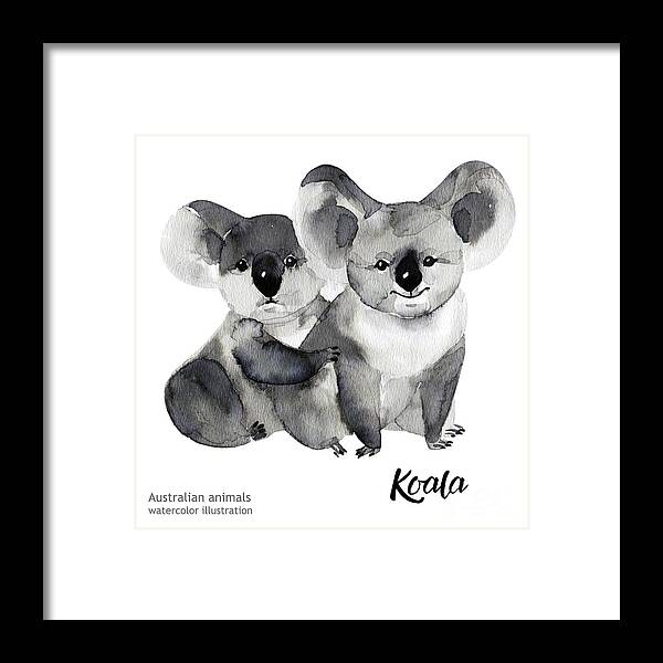 Forest Framed Print featuring the digital art Australian Animals Watercolor by Kat branches