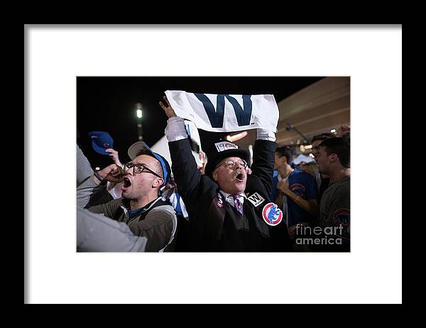 Celebration Framed Print featuring the photograph Cleveland Indians Fans Gather To The by Justin Merriman