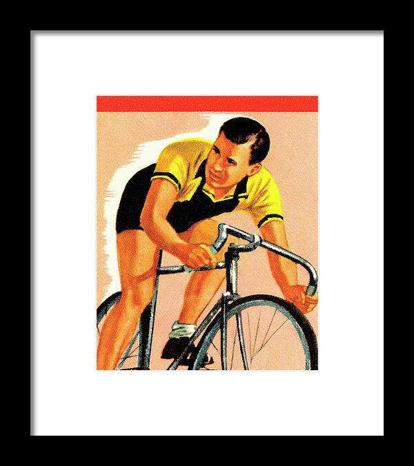 Action Framed Print featuring the drawing Cyclist #4 by CSA Images