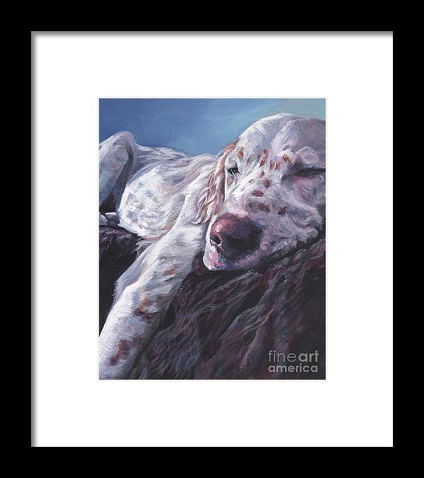 English Setter Framed Print featuring the painting English Setter sleeping by Lee Ann Shepard
