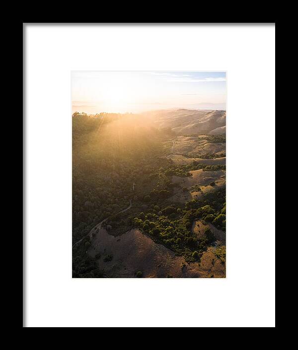 Landscapeaerial Framed Print featuring the photograph Evening Sunlight Illuminates #4 by Ethan Daniels