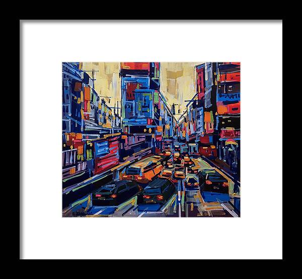 New York Framed Print featuring the painting Facades #4 by Enrique Zaldivar