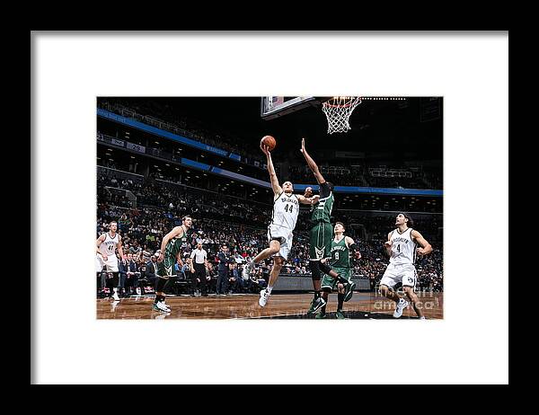 Bojan Bogdanovic Framed Print featuring the photograph Milwaukee Bucks V Brooklyn Nets by Nathaniel S. Butler
