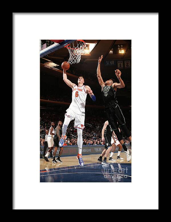 Nba Pro Basketball Framed Print featuring the photograph Milwaukee Bucks V New York Knicks by Ned Dishman