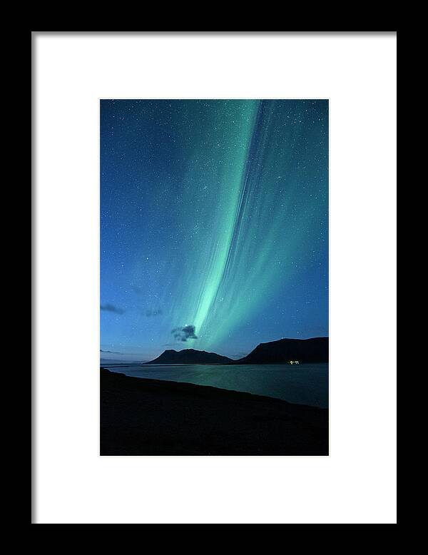 Estock Framed Print featuring the digital art Northern Lights, Iceland #4 by Vincenzo Mazza