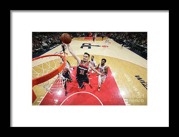 Tomas Satoransky Framed Print featuring the photograph Philadelphia 76ers V Washington Wizards #4 by Ned Dishman