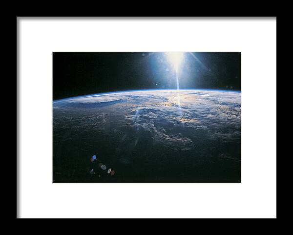 Globe Framed Print featuring the photograph Planet Earth Viewed From Space #4 by Stockbyte