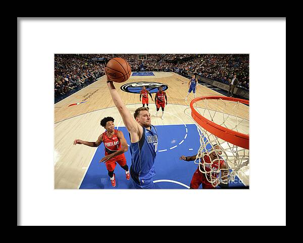 Luka Doncic Framed Print featuring the photograph Portland Trail Blazers V Dallas by Glenn James