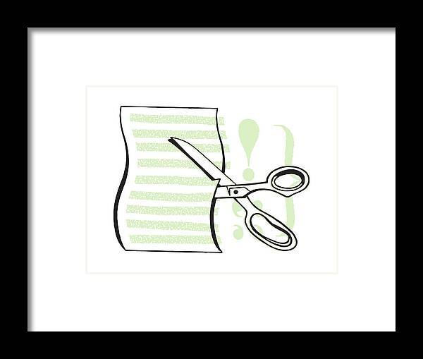 Scissors Cutting Paper #4 Framed Print by CSA Images - Fine Art
