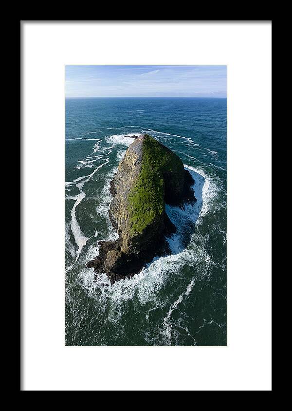 Landscapeaerial Framed Print featuring the photograph The Cold Pacific Ocean Washes Onto #4 by Ethan Daniels