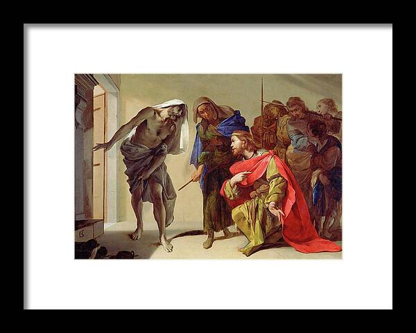 Classical Framed Print featuring the painting The Shade Of Samuel Invoked By Saul by Bernardo Cavallino