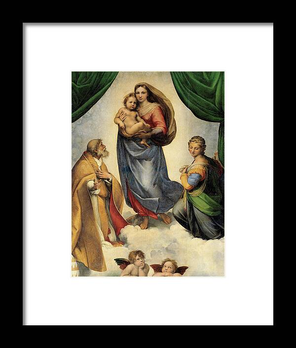 Raphael Framed Print featuring the painting The Sistine Madonna by Raphael