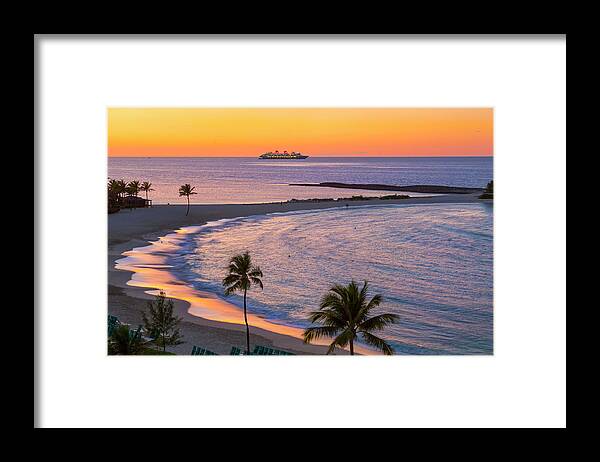 Estock Framed Print featuring the digital art Tropical Beach With Palm Trees #4 by Pietro Canali