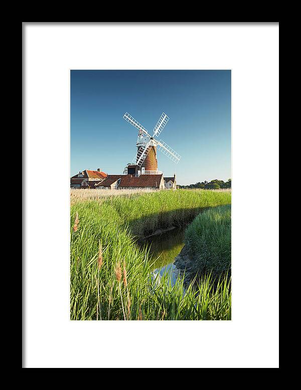 Estock Framed Print featuring the digital art United Kingdom, England, Norfolk, Great Britain, North Sea, Holkham National Nature Reserve, British Isles, Cley Next The Sea, Cley Windmill #4 by Richard Taylor