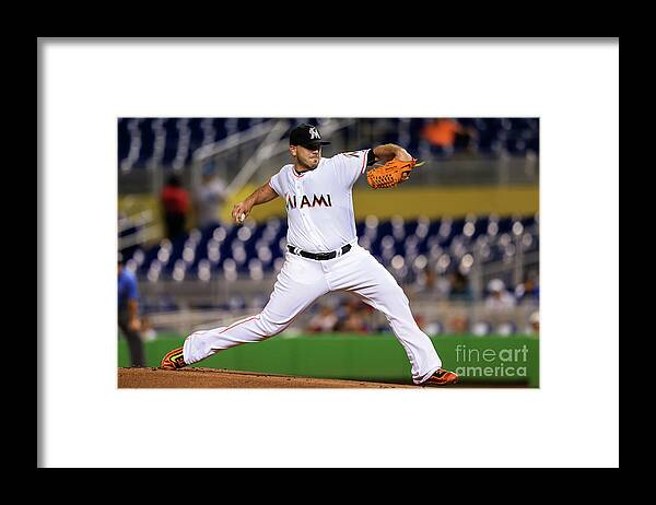 People Framed Print featuring the photograph Washington Nationals V Miami Marlins by Rob Foldy