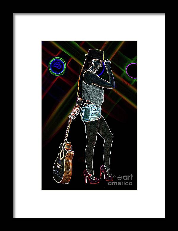 Sexy Model Framed Print featuring the photograph 412.1855 Guitar Model Drawings #4121855 by M K Miller