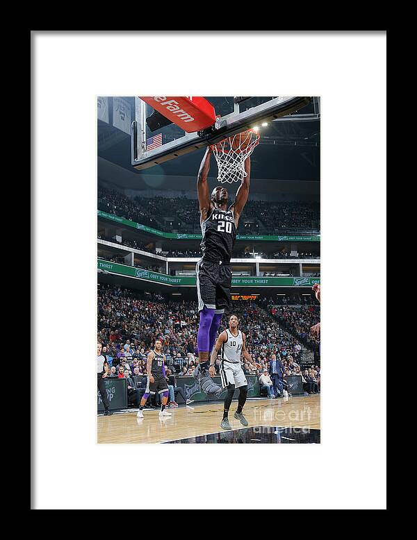 Harry Giles Framed Print featuring the photograph San Antonio Spurs V Sacramento Kings by Rocky Widner