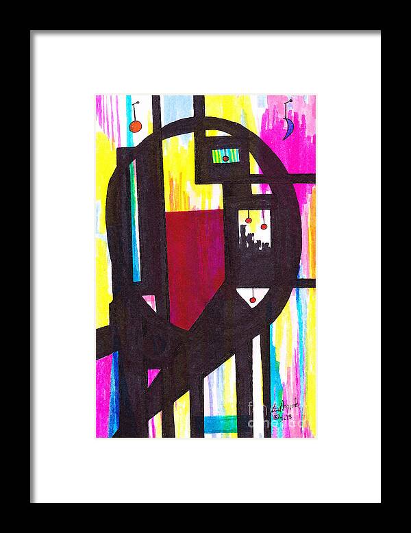Abstract Framed Print featuring the mixed media 46.AB.7 Abstract by Lew Hagood