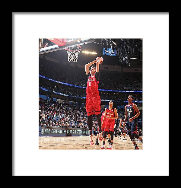 Kristaps Porzingis Framed Print featuring the photograph Bbva Compass Rising Stars Challenge 2017 by Nathaniel S. Butler