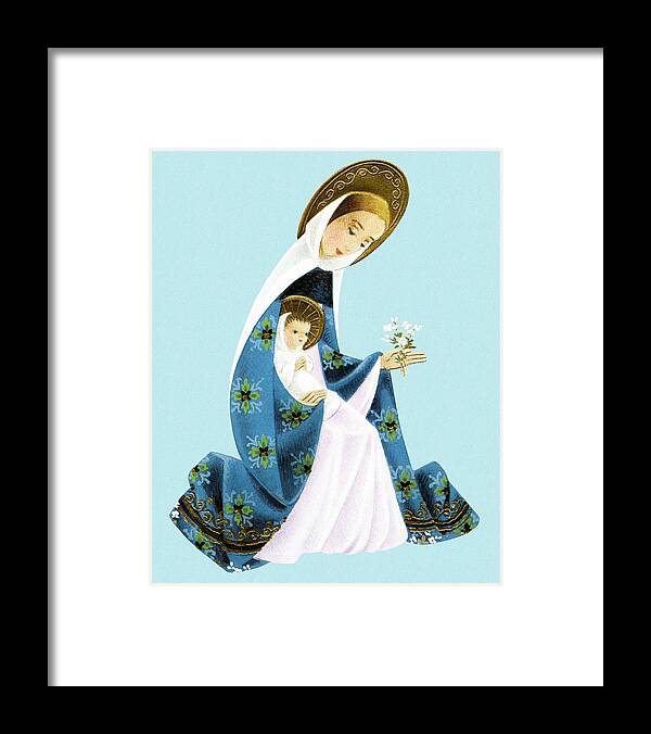 Adult Framed Print featuring the drawing Madonna and Child #5 by CSA Images