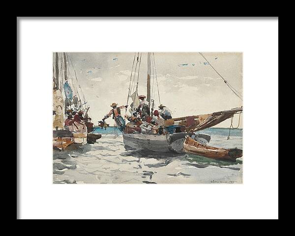 Market Framed Print featuring the painting Market Scene, Nassau by Winslow Homer