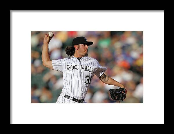Baseball Pitcher Framed Print featuring the photograph Milwaukee Brewers V Colorado Rockies by Doug Pensinger