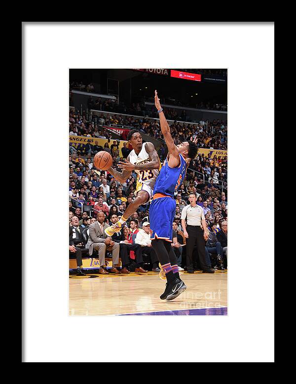 Louis Williams Framed Print featuring the photograph New York Knicks V Los Angeles Lakers #5 by Andrew D. Bernstein