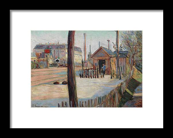 Paul Signac Framed Print featuring the painting Railway Junction near Bois-Colombes #5 by Paul Signac