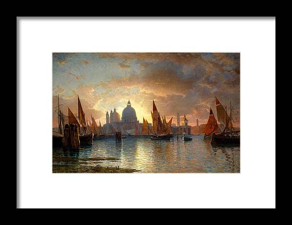 Haleltine Framed Print featuring the painting Santa Maria della Salute, Sunset #9 by William Stanley Haseltine