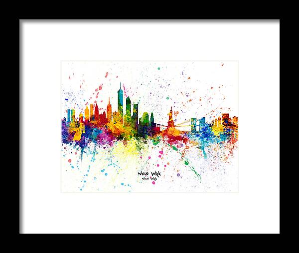 New York Framed Print featuring the digital art New York Skyline #50 by Michael Tompsett