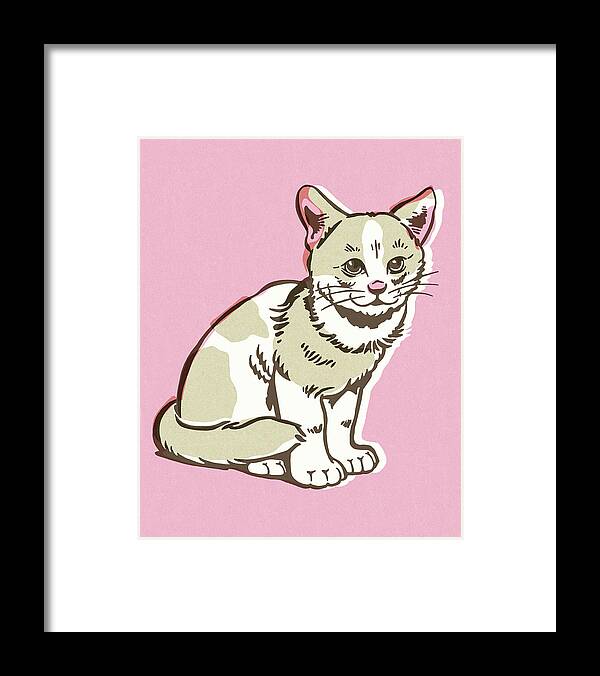 Animal Framed Print featuring the drawing Cat #53 by CSA Images