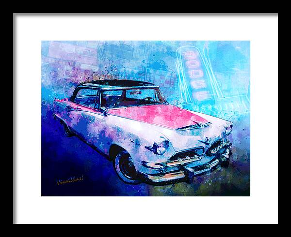 1955 Framed Print featuring the digital art 55 Dodge Hemi Hardtop Ahead of the Pack-mobile by Chas Sinklier