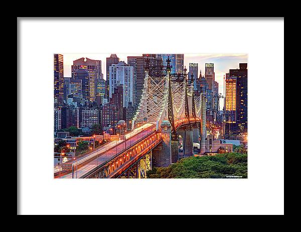 Architectural Column Framed Print featuring the photograph 59th Street Bridge by Tony Shi Photography