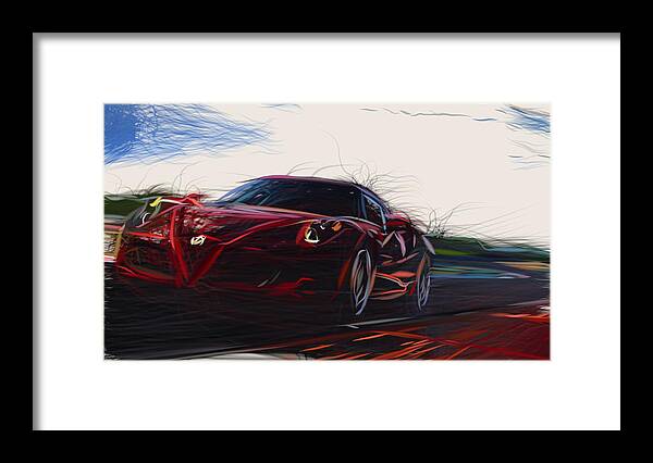 Alfa Framed Print featuring the digital art Alfa Romeo 4C Drawing #7 by CarsToon Concept