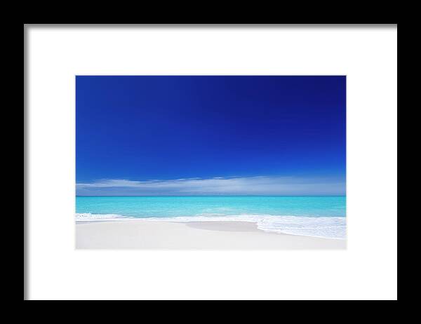 Water's Edge Framed Print featuring the photograph Clean White Caribbean Beach With Blue #6 by Michaelutech