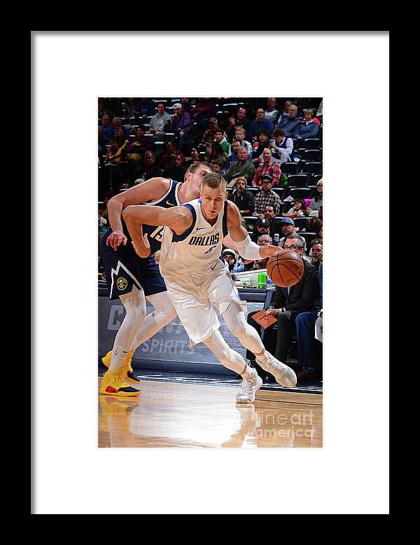 Kristaps Porzingis Framed Print featuring the photograph Dallas Mavericks V Denver Nuggets by Bart Young
