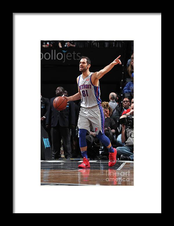 Nba Pro Basketball Framed Print featuring the photograph Detroit Pistons V Brooklyn Nets by Nathaniel S. Butler
