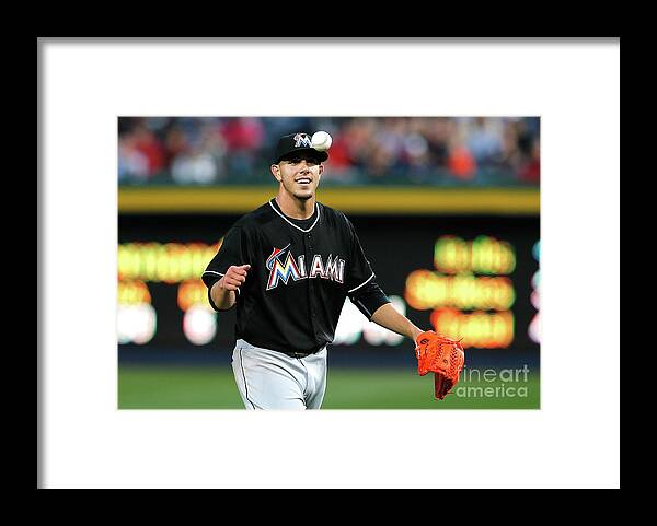 Atlanta Framed Print featuring the photograph Miami Marlins V Atlanta Braves by Kevin C. Cox