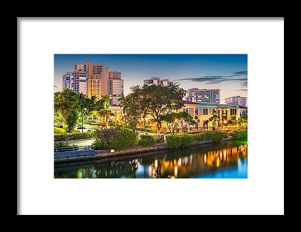 Landscape Framed Print featuring the photograph Naples, Florida, Usa Downtown Cityscape #6 by Sean Pavone