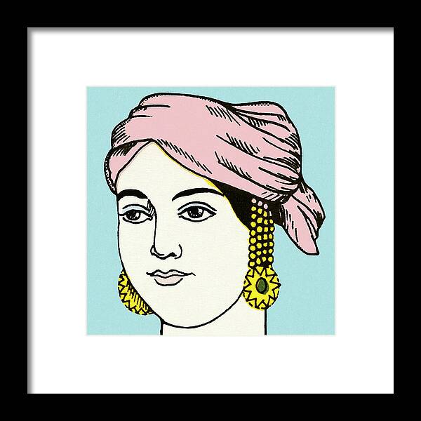 Accessories Framed Print featuring the drawing Portrait of a Woman #6 by CSA Images