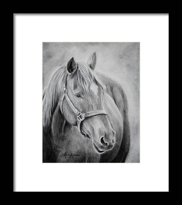 Horse Framed Print featuring the drawing Take the Reins by Kirsty Rebecca